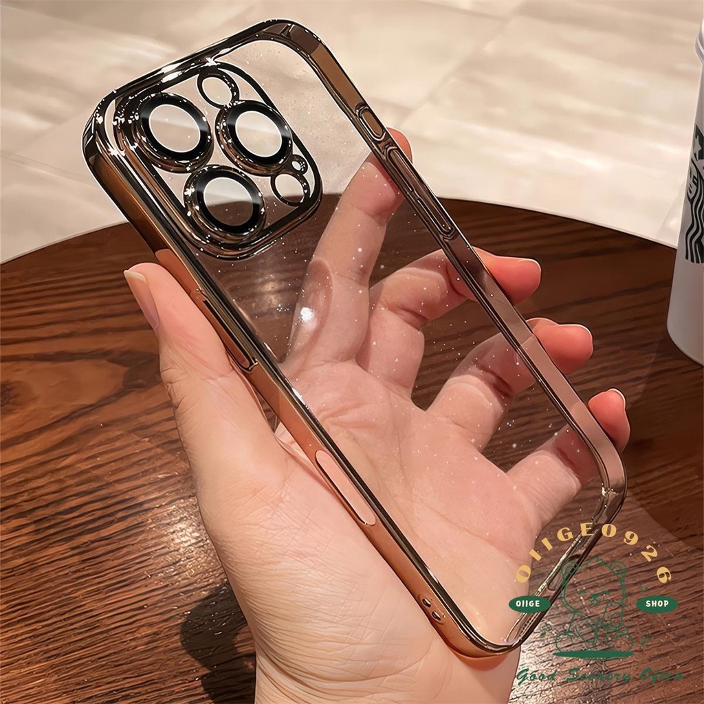 【 Ốp lưng iphone16 】 Vỏ điện thoại mạ lấp lánh iphone16 Pro Max 15 14 13 12 11 cho vỏ iPhone PC Vỏ cứng chống sốc
