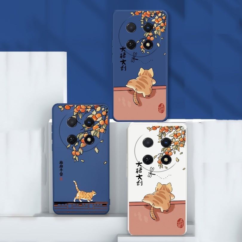 Dành Cho Realme C63 Note 50 GT Neo 2 2T 3 3T 5 SE Flash 5i 6i 5s 5 Ốp Điện Thoại Hoạt Hình Dễ Thương Mèo Cam Silicon Cạnh Vuông Bìa Mềm