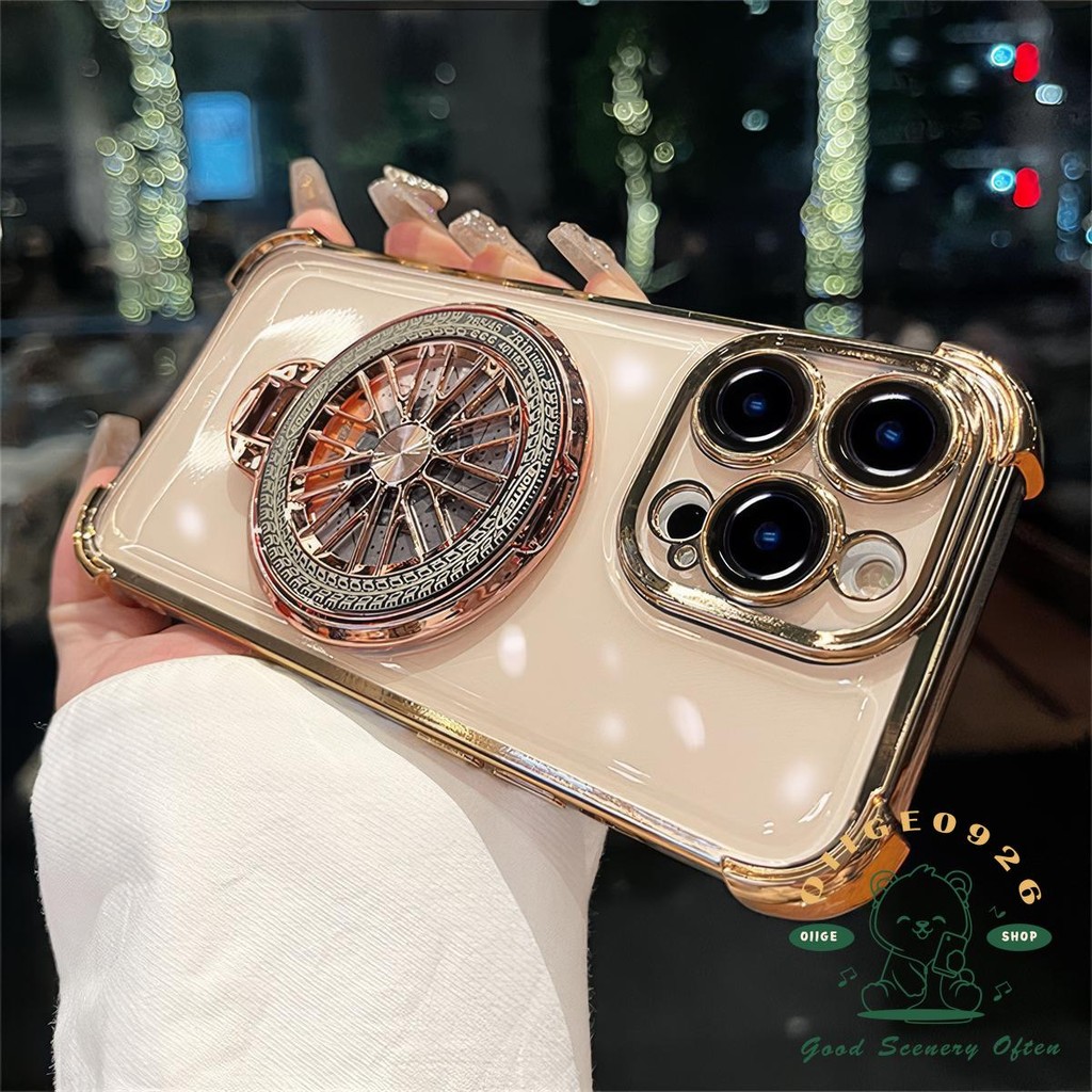 【 Ốp lưng iphone16 】 Mạ giá đỡ con quay hồi chuyển chống rơi Vỏ điện thoại iphone16 Pro MAX 15 14 13 12 11 cho vỏ iPhone XR / XS MAX Vỏ mềm silicon TPU chống sốc