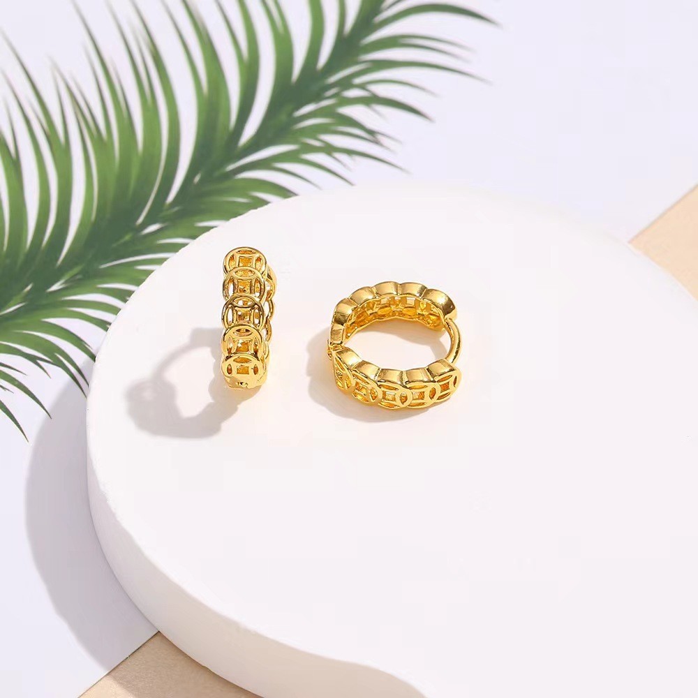 Bông tai đồng xu cổ điển dành cho nữ Bông tai cao cấp thời trang độc đáo