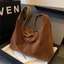 Túi Tote Slouchy CPINCP, Túi Da Lộn Màu Nâu Dây Kéo Cho Nữ, Túi Đeo Vai Dung Tích Lớn Mùa Đông