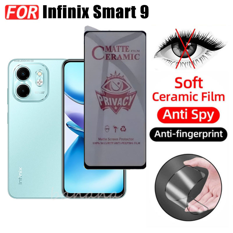 3 TRONG 1 Infinix Smart 9 Phim gốm sứ chống gián điệp riêng tư cho Infinix Smart9 Smart 8 ống kính máy ảnh Kính bảo vệ màn hình và phim mặt sau