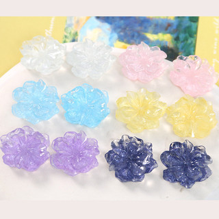 Phụ kiện DIY bằng nhựa trong suốt, hoa Gardenia lấp lánh tươi mới và đơn giản, bông tai, kẹp tóc, vật liệu ốp điện thoại bán buôn