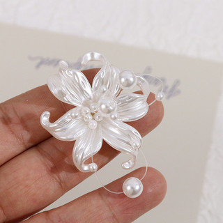 Bông tai DIY màu trắng ngọc trai bóng loáng với lỗ, cánh hoa hình dạng không đều, phụ kiện tóc, bán buôn