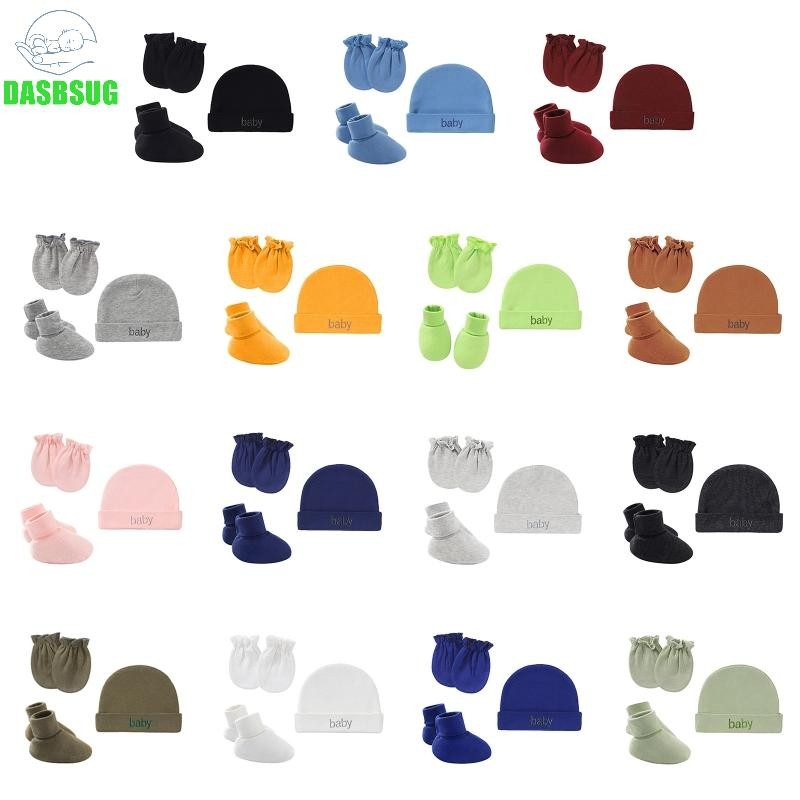 Dasbsug Bé Sơ Sinh Mũ Cotton Găng Tay Bao Chân Bộ Sơ Sinh Một Lớp Bộ Cho Bé Gái Bé Trai Sinh Giữ Ấm Cl