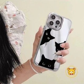 Ốp Điện Thoại Gương Mèo Đen Hoạt Hình Dễ Thương Cho Samsung Galaxy A35 A34 A33 A25 A24 A23 M23 A73 A72 A71 A70S A55 A54 A53 A52S A51 A50S A32 A31 A30S Vỏ Ngộ nghĩnh Chống Sốc Ốp Lưng