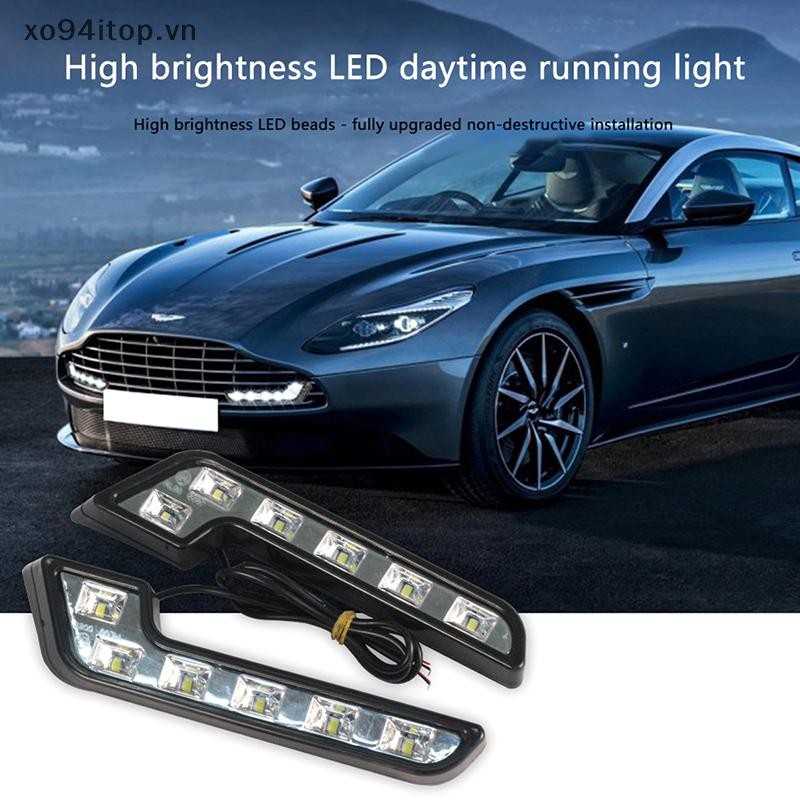 Xoitop 2 Chiếc 6 LED 12V Hình Chữ L Đèn Chạy Ban Ngày, Đèn Sương Mù, Chống Nước, Thay Thế Ô Tô VN