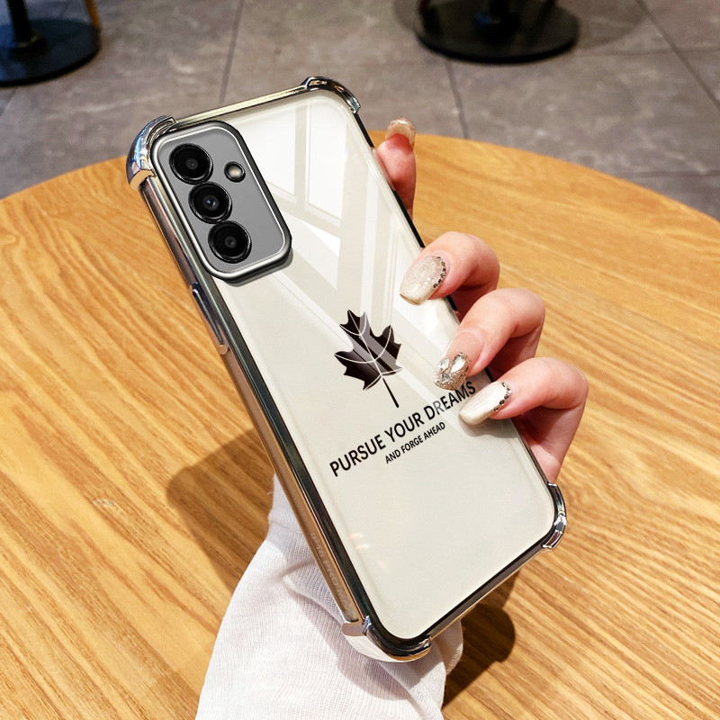 Ốp Điện Thoại YBD Cho Samsung Galaxy A36 A16 A13 A05S A14 A15 A34 A35 A54 A55 A24 A25 5G Vỏ Họa Tiết Lá Phong Đơn Giản Trong Suốt Siêu Mỏng