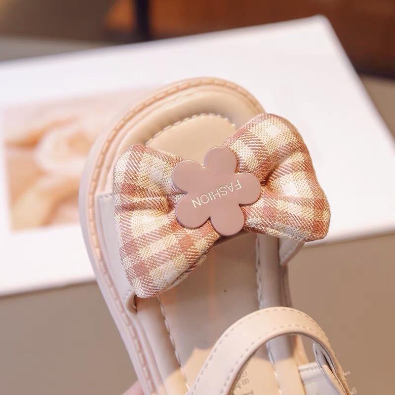 sandal bé gái dép quai hậu cho bé quai ngang nơ xinh xắn êm chân QCCC full hộp cho bé từ 3 tuổi 2152