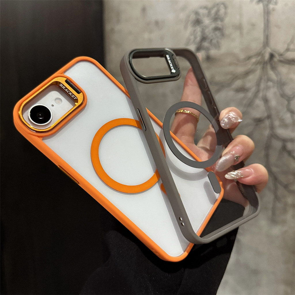 Ốp Điện Thoại Trong Suốt Sang Trọng Trong Suốt IPhone 16 15 14 13 12 11 Pro Max 16E Plus Chân Đế Kính Bảo Vệ Ống Kính