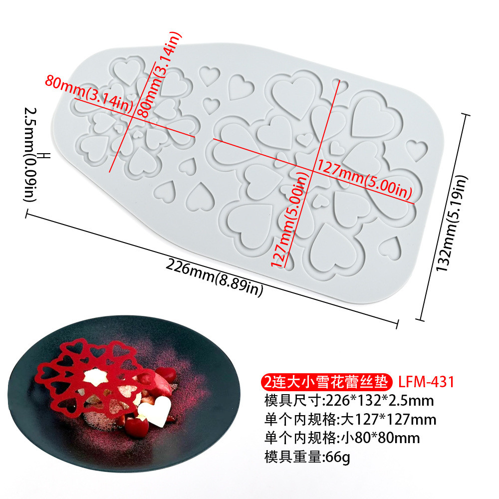 Lá Dài Dải Trái Tim Ngôi Sao Bong Bóng Hình Fondant Ren Thảm Khuôn Silicon DIY Làm Bánh Trang Trí Phân Tử Ẩm Thực In Khuôn Socola
