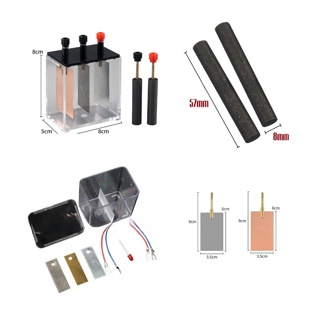 Bộ dụng cụ thí nghiệm dạy học Pin điện hóa sơ cấp - Thanh than chì điện ...
