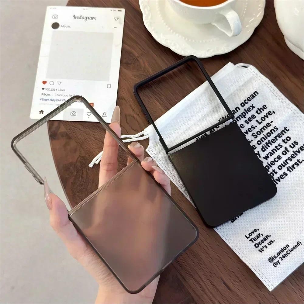 Ốp Điện Thoại Chà Nhám Trong Suốt Cho Samsung Galaxy Z Flip 7 6 5 4 3 Flip7 Flip6 Flip5 Flip4 Flip3 5G Vỏ Bảo Vệ Chống Sốc