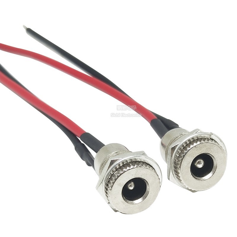 DC099 Có Cáp 5.5 * 2.1 / 2.5mm DC-022B Ổ Cắm Điện Cao Cấp 10A Kim Loại Nam Nữ Đầu 12V