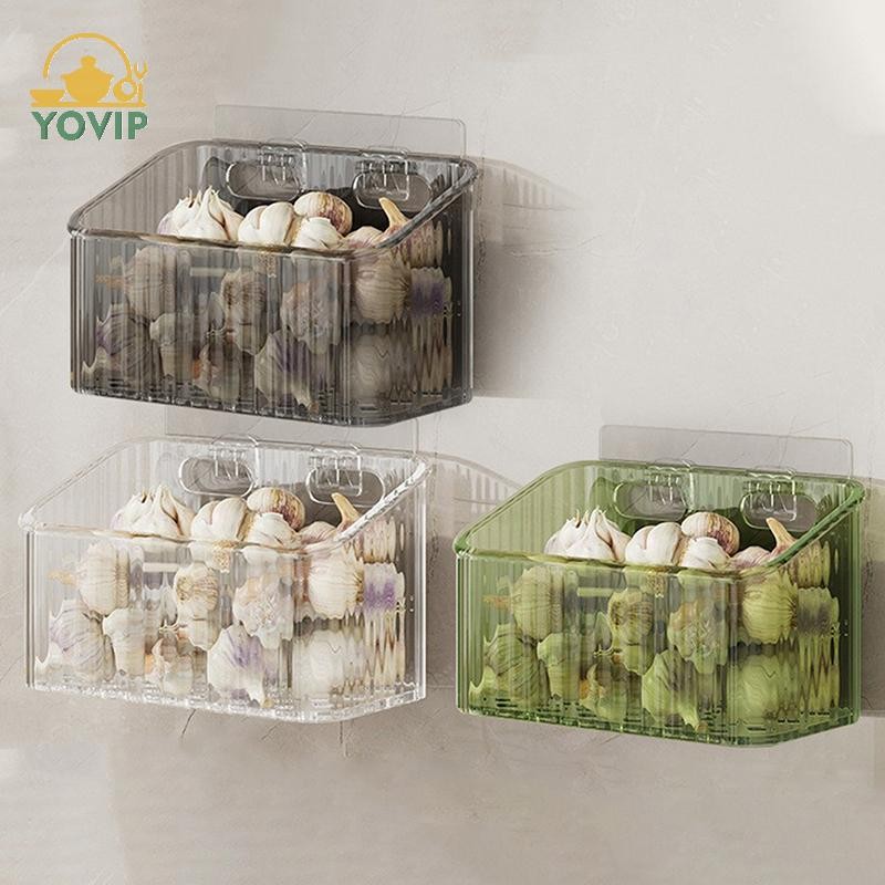 YOVIP 1 Cái Nhà Bếp Tỏi Gừng Và Hành Trong Suốt Giỏ Bảo Quản Treo Tường Nhỏ Treo Tường Hộp Bảo Quản Treo Tường Giá Để Đồ VN