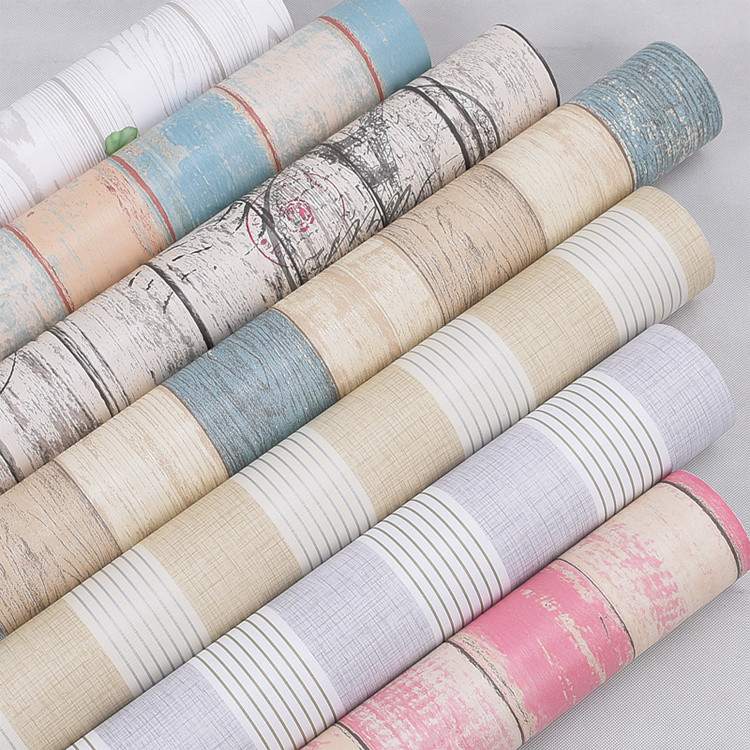 Pvc Dày Tự Dính Giấy Dán Tường Màu Cao Cấp Đóng Gói Phim Chống Thấm Nước Tường Giấy Dán Tường Phòng Ngủ Nền Phòng Khách Hấp Thụ Độ Ẩm Thoáng Khí Dọc Sọc Trang Trí