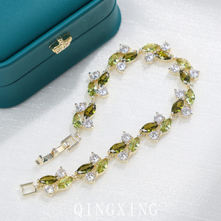 Châu Âu Mỹ ins Phong Cách Mới Olive Xanh Zircon Vòng Tay Nữ