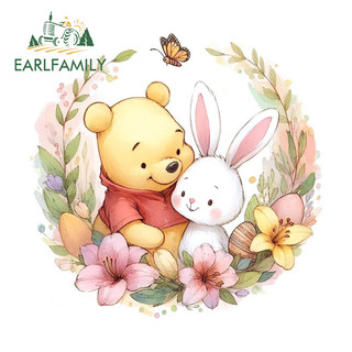 EARLFAMILY Winnie the Pooh với Thỏ Dán Xe Ô Tô Mũ Bảo Hiểm Xe Máy Xe Tay Ga Laptop Chống Thấm Nước Vinyl Decal Tắc Xước Kiểu Dáng Xe
