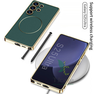 Vỏ da mạ điện từ tính mỏng Samsuang Galaxy S25 Ultra S24 Ultra S23 Vỏ sạc không dây siêu