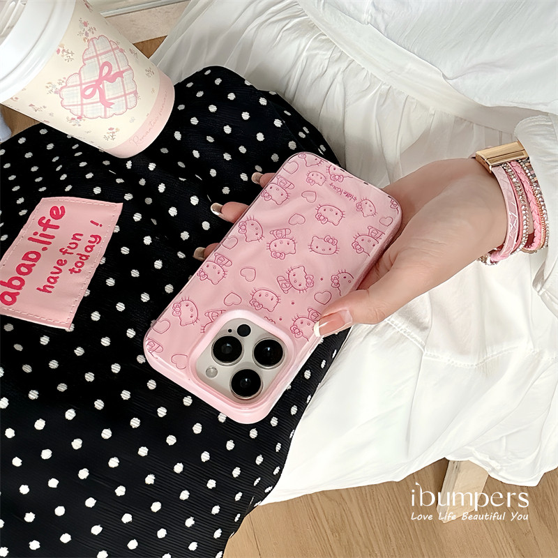 ibumpers Ốp Điện Thoại iPhone Họa Tiết Hello Kitty Màu Hồng Hợp Thời Trang Cho IPhone 11 12 13 14 15 16 Pro Max Ốp Lưng Thiên Thạch Màu Kẹo Silicon Mềm Chống Sốc