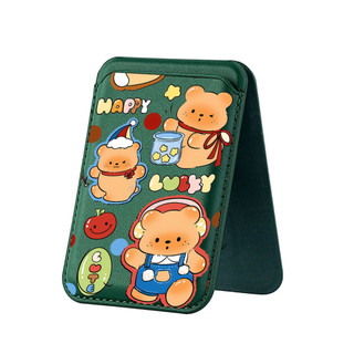 Âm Nhạc Gấu Nâu Họa Tiết Hoạt Hình Ví Cho iPhone 16 15 14 13 12 pro Max 16Plus 17PROMAX Thẻ Giá Đỡ Điện Thoại Cho Ốp Lưng Bỏ Túi Bao