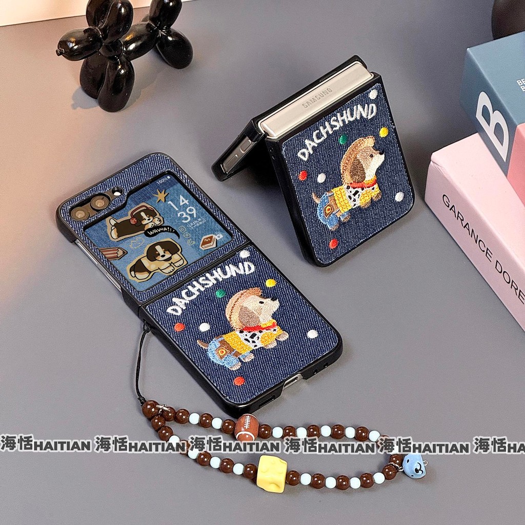 Thích Hợp Cho Samsung Galaxy ZFlip7 5G Phim Hoạt Hình Dễ Thương Western Puppy Vỏ Điện Thoại Dây Gấp Vỏ Cho zflip6 zflip5 zflip4 zflip3 N3flip Mixflip Vỏ Bảo Vệ