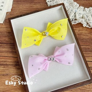 Kẹp Tóc Nơ Handmade Với Kim Cương Giả Cho Chó Nhẹ Nhàng Thú Cưng Phụ Kiện Tóc Cho Maltese Yorkie Bichon Đạo Cụ Chụp Ảnh