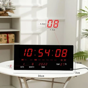 Đồng hồ treo tường điện tử AWNGD, Đồng hồ LED kỹ thuật số cắm tường Vương quốc Anh, Đồng hồ bàn trưng bày lịch gia đình 12 / 24H cho phòng ngủ