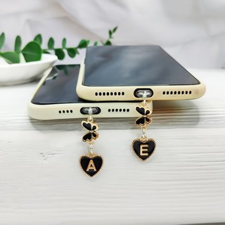 Cắm bụi di động Hợp kim Phong cách Châu Âu Chữ trái tim lớn Plus Mặt dây chuyền bướm đen Điện thoại di động Lỗ bụi