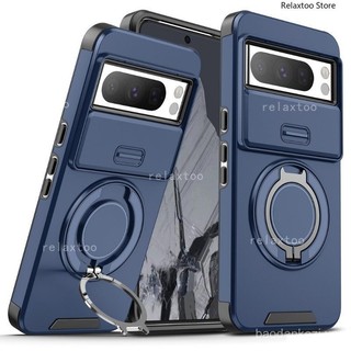 Ốp lưng cho Google Pixel 9 8 7 9a 8a 9Pro 8Pro 7Pro 9ProXL 5G Vỏ điện thoại cứng chống sốc, giáp kim loại, giá đỡ vòng, camera sau