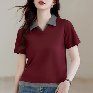 Cổ Áo Polo Tay Ngắn Cho Nữ, Phong Cách Hàn Quốc, Bằng Cotton Nguyên Chất, Thích hợp Mặc Mùa Hè