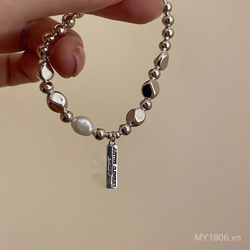 Vòng tay ngọc trai Baroque, Ánh sáng sang trọng Niche Tính khí đơn giản Vòng tay bạc bị hỏng Người ảnh hưởng Vòng tay cùng phong cách