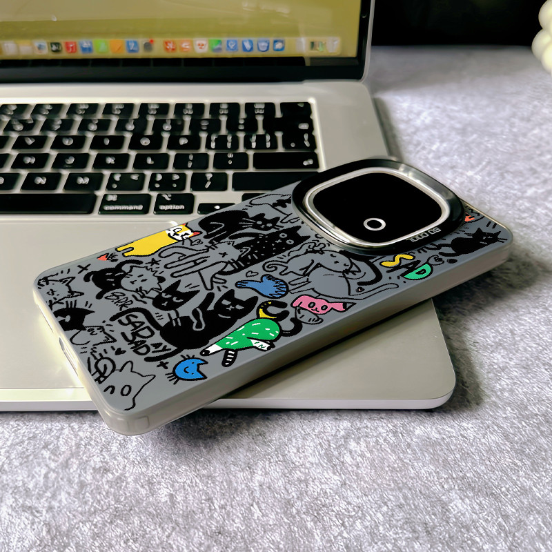 Dành cho iQOO 13 12 Pro Z10 Turbo Z9 Z9X Neo 10 Pro Neo 9 Graffiti Cat Micro Matte Frosted Phone Case cho iQOO Z9 Turbo Z8 Ốp điện thoại iQOO chống sốc