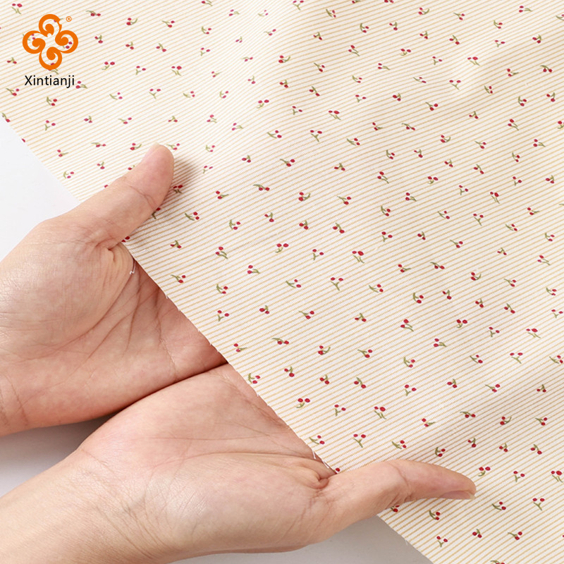 Anh Đào Nguyên Chất Cotton Vải Sọc Hoa Cotton Quần Áo Cho Bé Phong Cách Mục Vụ Mùa Hè Váy Quần Áo Handmade Tự Làm Vải 50x160cm TJ10542