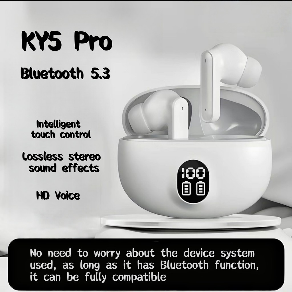 Tai nghe nhét tai Bluetooth không dây KY5 Pro có màn hình pin LED thông minh và gọi thoại độ phân giải cao