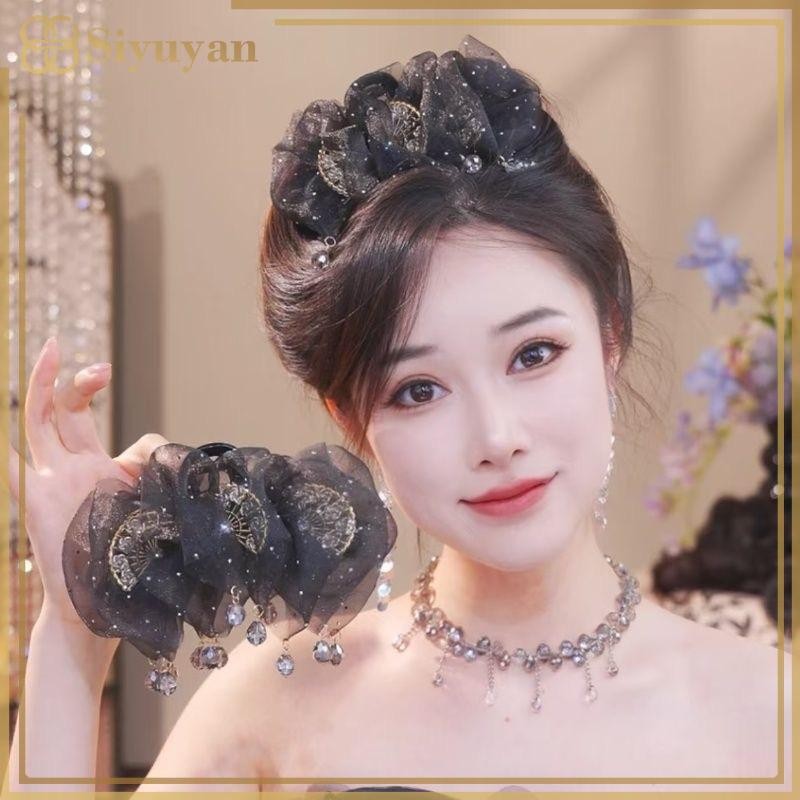 Tóc lưới Siyuyan dành cho nữ có kẹp đuôi ngựa zircon hình - Phụ kiện tóc cao cấp Việt Nam