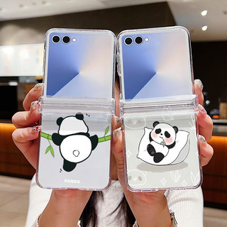 Phim Hoạt Hình Họa Tiết Gấu Trúc Trong Suốt Ốp Lưng Điện Thoại Samsung Galaxy Z Flip 7 Flip 6 Flip 5 Flip 4 Flip 3 5G Full Bản Lề Cứng PC Gấp Bao Da Cho Samsung Z Flip 7 6 5 4 3