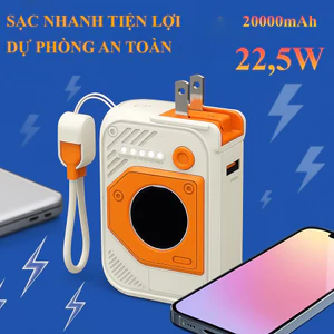 Bộ sạc nhanh combo dây sạc 20000mah tích hợp dây sạc đa năng hỗ trợ sạc nhanh 22.5W PD nhỏ gọn tiện lợi