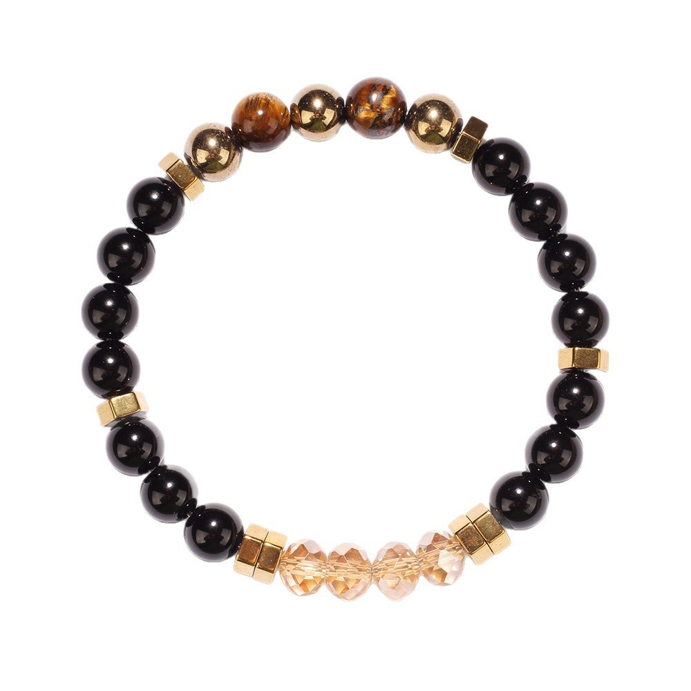 Vòng tay pha lê tự nhiên Pyrite Tiger Eye Stone Vòng tay nam