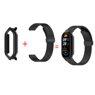 Dành Cho Xiaomi Miband 10 / 9 / 8 NFC Phiên Bản Gốm Từ Khóa Dây Đeo + Ốp Lưng Vỏ 2in1 Khóa Gấp Dây Silicon