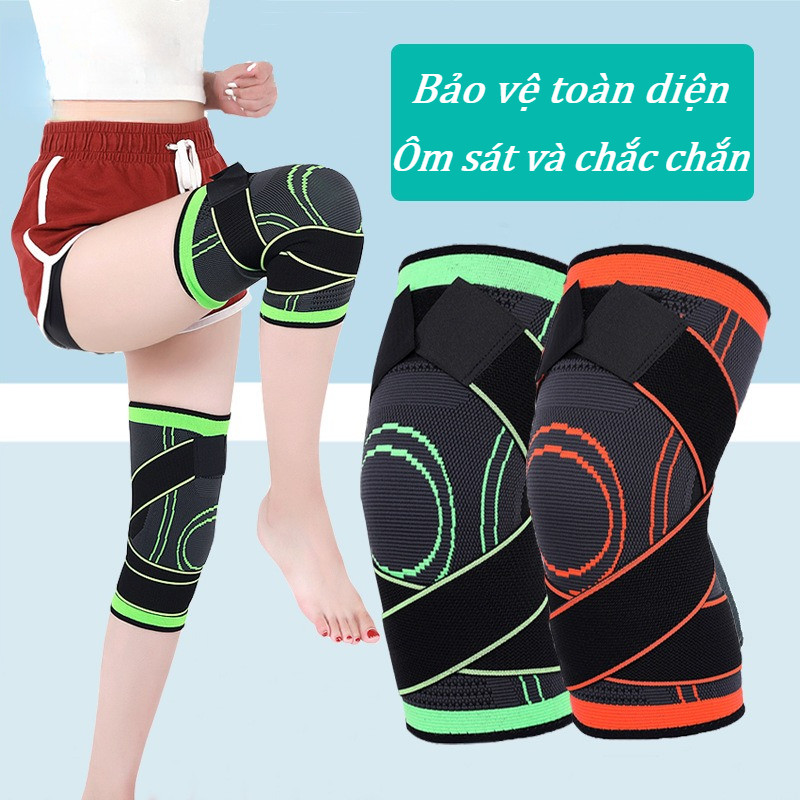 Bó gối có dây quấn trợ lực vải dệt kim 3D thoáng khí AL7720 Đai Quấn Bảo Vệ Đầu Gối（1 đôi）