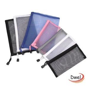 DWEL 1 Dây Kéo Bút Chì Màu Trơn Thời Trang Văn Phòng Phẩm Trang Điểm Mỹ Phẩm Ví Đựng Tiền Xu Lưới Trong Suốt