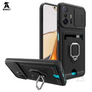 Dành Cho Xiaomi 11T / 11T Pro / Mi 11 Lite 5G / 5G NE Ốp Lưng 4 Trong 1 Trượt Camera Bao Đựng Thẻ Đứng Vuông Freebie Dây Chống Sốc Chống Rơi Mỏng Mềm TPU Cover