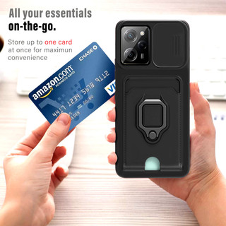 Dành Cho Xiaomi POCO X5 Pro 5G Ốp Lưng 4 Trong 1 Trượt Camera Bao Đựng Thẻ Đứng Vuông Freebie Dây Chống Sốc Chống Rơi Mỏng Mềm TPU Cover