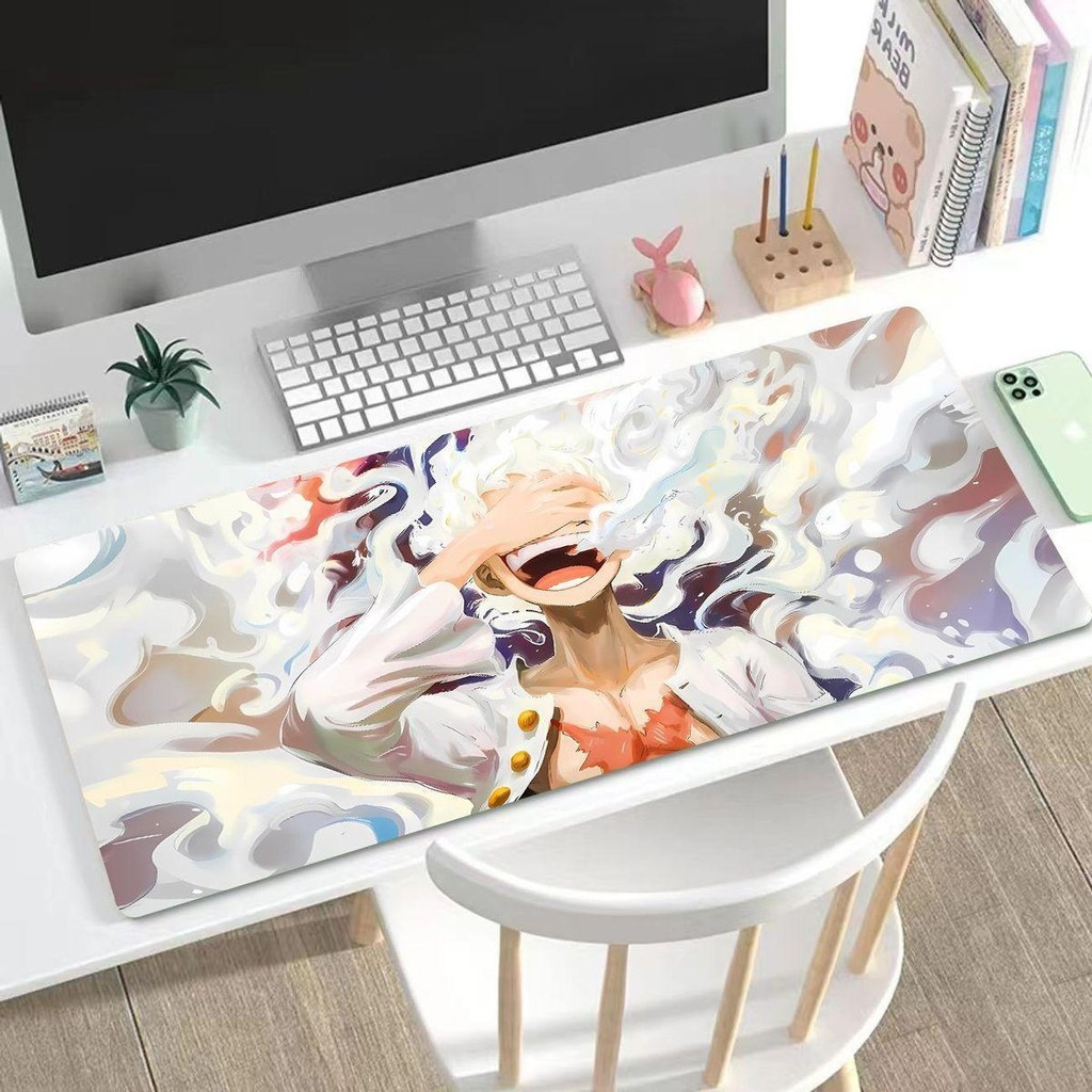 Thảm để bàn Gear 5 Luffy 90x40cm | Chủ đề ONE PIECA Sun God | Đế chống trượt dày 3mm cực lớn | Miếng lót chuột chơi game mở rộng cho PC