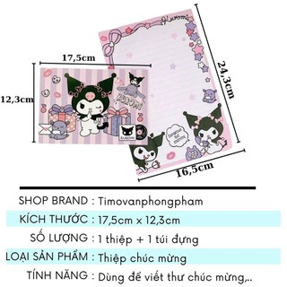 Thiệp Sinh Nhật Chúc Mừng Cute Giấy Hoạ Tiết Hoạt Hình Xinh Tổng Hợp Hình Shin Loopy Kuromi Timo GQ59