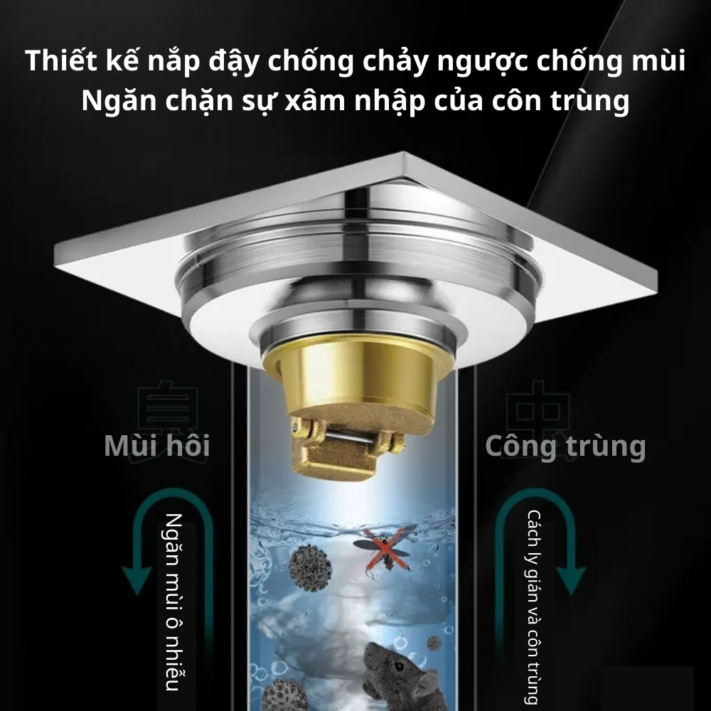 [Tặng Kèm Vòng Đệm] Nắp Đậy Cống Thoát Nước Cho Sàn Nhà Bếp, Nhà Tắm, Ngăn Mùi Hôi, Chống Côn Trùng Bằng Đồng DT066