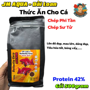 Gói 500gram Cám Tăng Màu Đỏ Cho Cá Chép Phi Tần, Chép Sư Tử, Ranchu, Ping Pong, Oranda JM AQUA TAIWAN