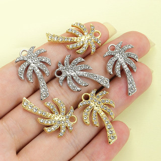 10 Chiếc Lấp Lánh Kim Cương Giả khảm Cây Dừa Quyến Rũ, Cây Nhiệt Đới Tinh Tế Tạo Kiểu Mặt Dây Hợp Kim Cho DIY Bãi Biển Mùa Hè Thường Ngày Ngày Lễ Xương Đòn Dây Chuyền Vòng Cổ Bông Tai Móc Khóa