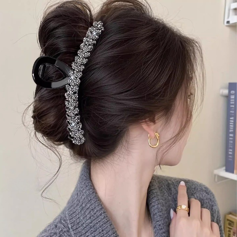 Nơ Đen Nữ Lớn Kẹp Tóc Thời Trang Cua Móng Vuốt Tóc